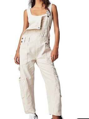 Free People Cream Utility Overalls